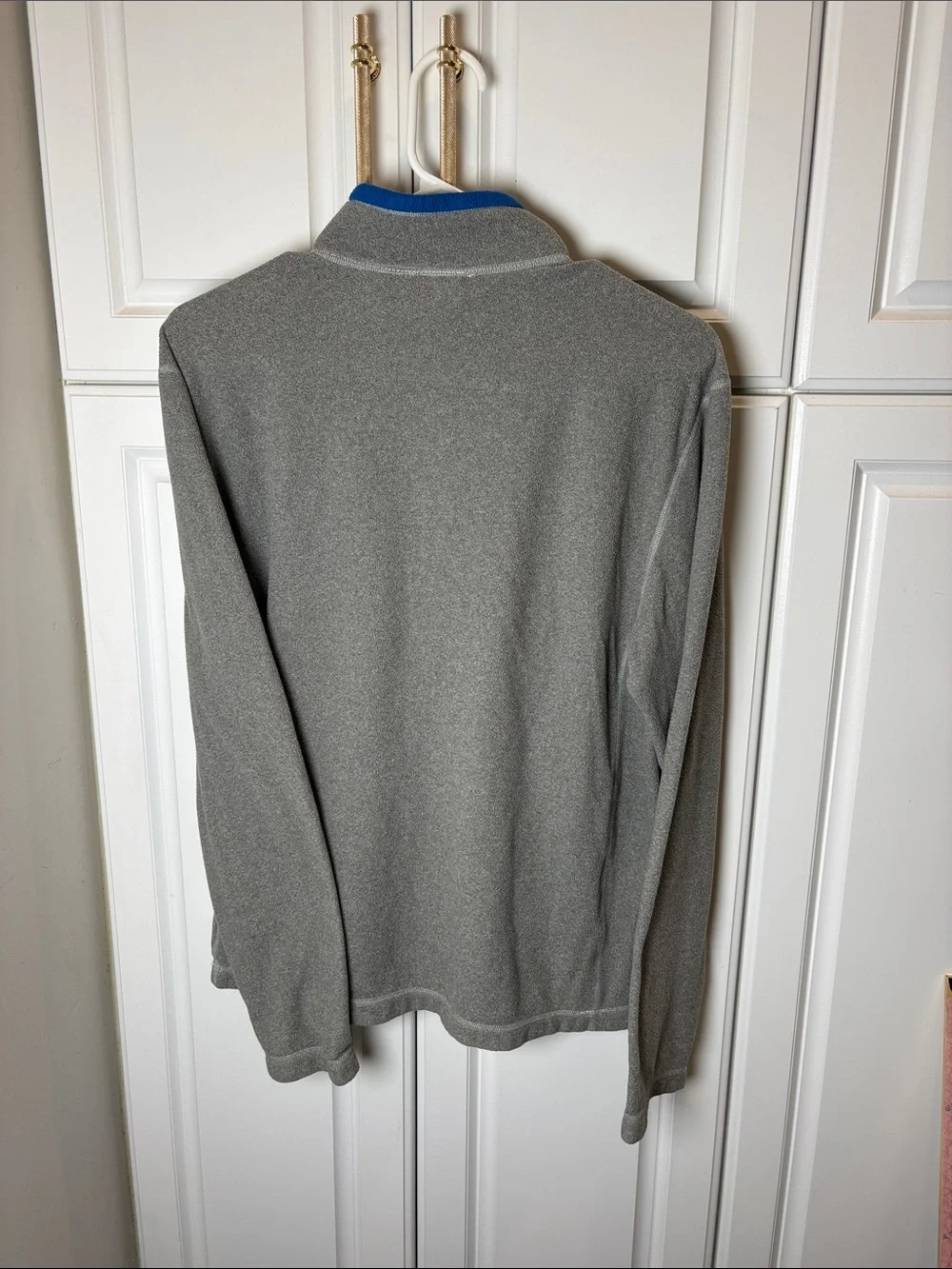 The North Face Gray Fleece Quarter-Zip with Blue Accents